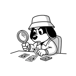 Audio the mascot analysing data with a magnifying glass