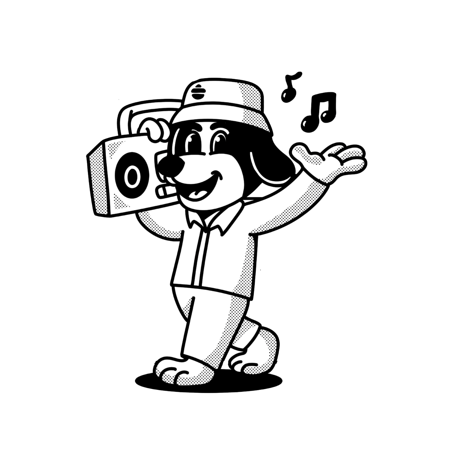 Audio the dog carrying a boombox